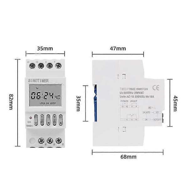 Tm624 Digital Timer Switch 40-gruppe Tidsstyret Klokke Din Skinne Montering 220v Timer Relæ
