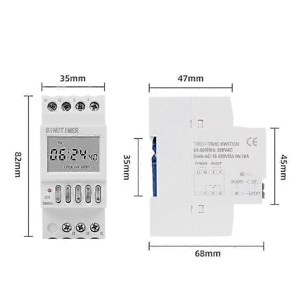 Tm624 Digital Timer Switch 40-grupps Tidstyrd Ringsignal DIN-skena Montering 220V Timerrelä