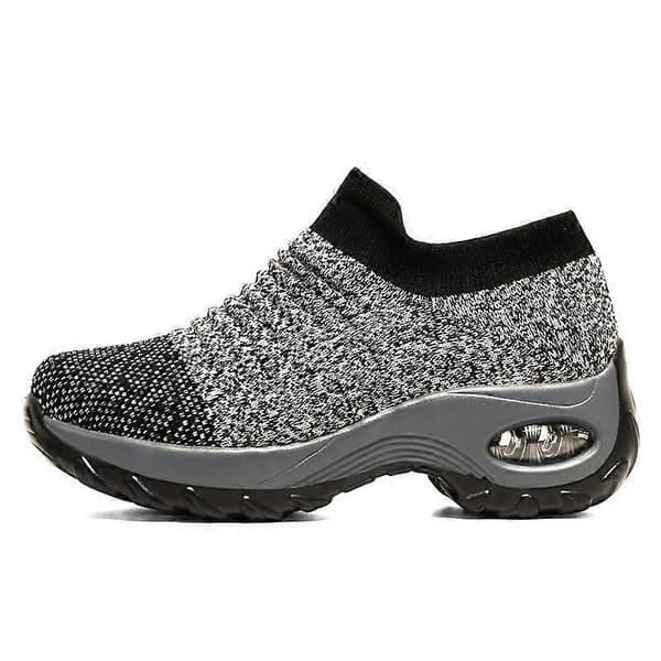 Fleksibel Ortopædisk Sko Elegante Elastiske Slip-on Flade Sko til Kvinder Mesh Overdel Åndbare Sneakers Gray 36