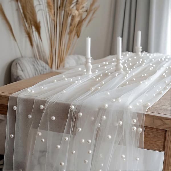 Bordløber i imiteret perlegaze til almindelig brug, holdbart og funktionelt design White S