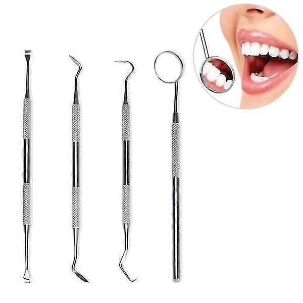 Professional Dental Tools Teeth Hygiene Kit - 4 Pieces Stainless Steel
