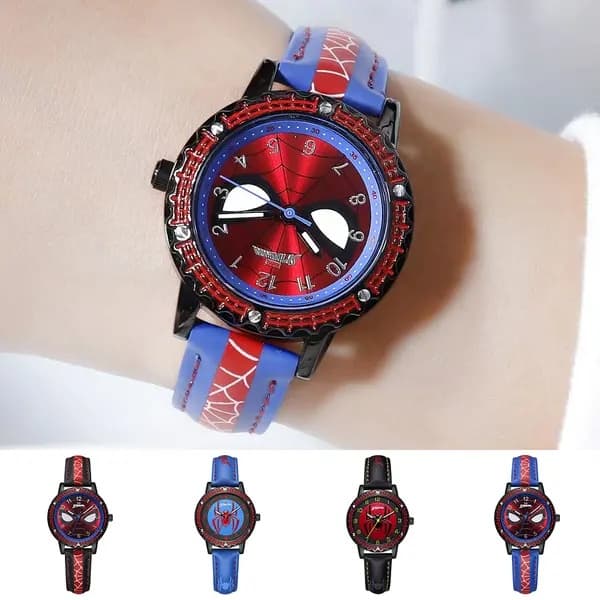 Spiderman Selvlysende Ur Vandtæt Analog Ur Børn Fødselsdagsgave Blå til rød rem red