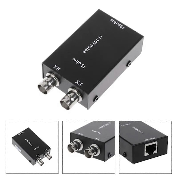 2,048 Mbps G703 Koaxial BNC till RJ45 Sändare E1 Konverterare Balanserad till Obalanserad 75 Ohm till 120 Ohm I