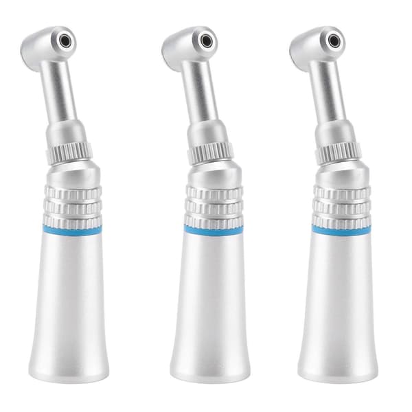3X Dental Handstycke Långsam Typ Låghastighets Tryckknapp Handstycke Kontravinkel Handstycke Latch Bur Silver