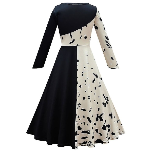 Barn Flickor Cruella De Vil Cosplay Kostym Halloween Carnival Dress Apricot 160