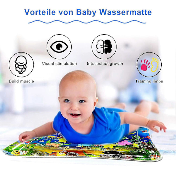 Baby Vattenmatta, Babyleksaker, 3 / 6 / 9 Månader, Uppblåsbar Vattenlekmatta, Liten Sjöjungfru Sensorisk Leksak För Baby Tidig Utveckling, Aktivitetscenter (27 X 2