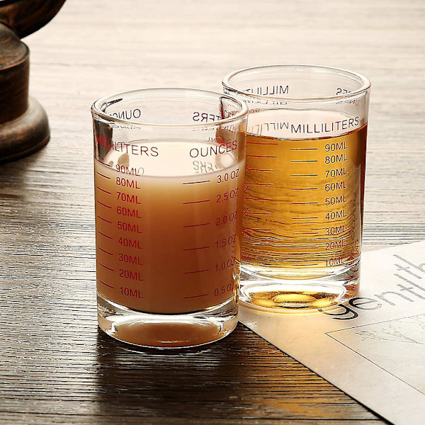 Mätkopp Shotglas 3 Ounce/90ML Flytande Tungt Högt Espressoglas (Röd)