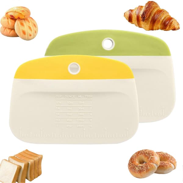 1/2 stk. skålskrape deigbrødskrape deigkutter kjøkkenmatsskrape for baking og matlaging Green
