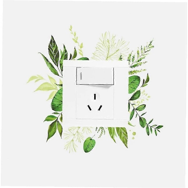 Grønt blad lysbryter klistremerke 2 stk avtakbare plante lysbryter dekor dekaler DIY veggkunst klistremerker