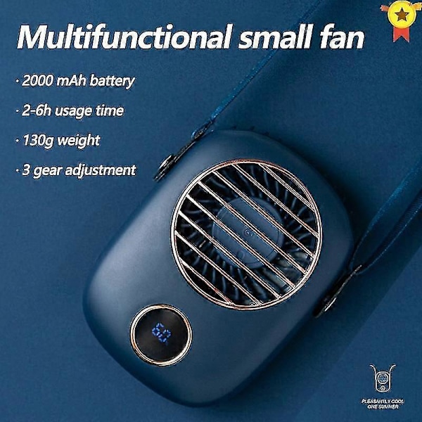 Mini kylare 2000mAh uppladdningsbar halsfläkt hängande