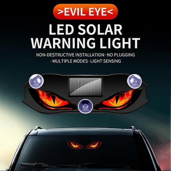 Solcellsdriven trådlös Demon Eye LED-varningslampa Dynamisk Ambient Bilinredningsbelysning Red Light