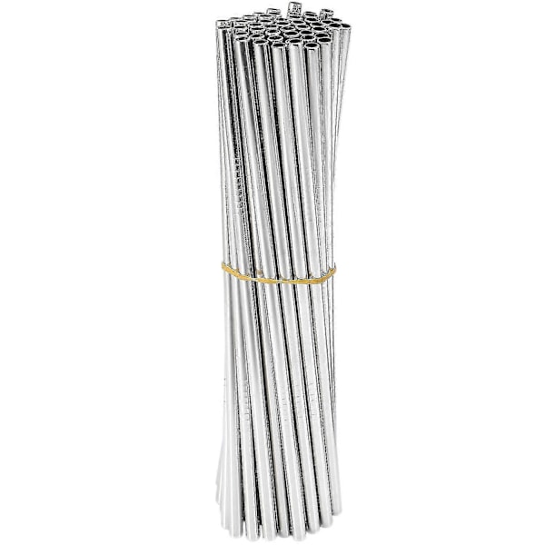 100 kpl ruostumattomasta teräksestä valmistettuja 215 mm x 6 mm kaarevia ja suoria pillejä