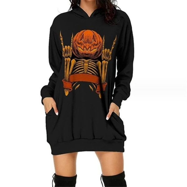 Hooded Womens Halloween Pumpkin Sweatshirt Långärmad Crewneck-tröja med tunikatröjor med ficka style 1 5XL