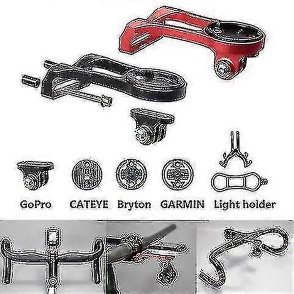 Sykkel frontstangforlengerbrakett, MTB sykkelbrakett, Garmin Edge GPS GoPro kamera monteringsadapter