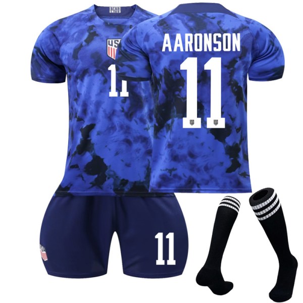 23 USA:s fotbollsdräkt på bortaplan, blå nr 10 Pulisic 8 McKenney 13 Morris tröja NO.11 AARONSON XS