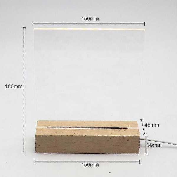 LED Akryl DIY Melding Nattlys Skrivebords Lysende Memo Notattavle
