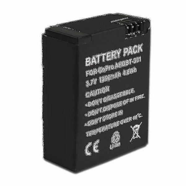 2 Batterier For Gopro 3 Ahdbt-301/302/201 Hd Hero 3/3+ Black Silver Edition Kamera-AX