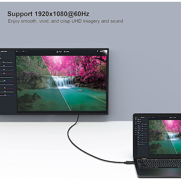 DisplayPort–HDMI-kaapeli, 1,8 metriä, kullattu, Avacon DisplayPort–HDMI-sovitin, uros–uros, musta, 3 kpl