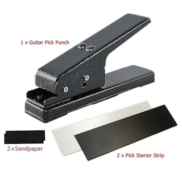 Gitarrplockspunchset med 2 plockremsor, 2 sandpapper, lättanvänd DIY-plocktillverkare, underbar present till gitarrister, födelsedagar, familj och vänner