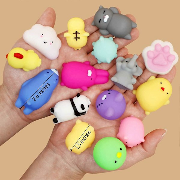 Mochi Squishy Leksaker, 30 st Mini Squishy Kalasleksaker för barn Djur Squishies Stress Relief Leksaker Katt Panda Enhörning Squishy Klämleksaker Kawaii Squish