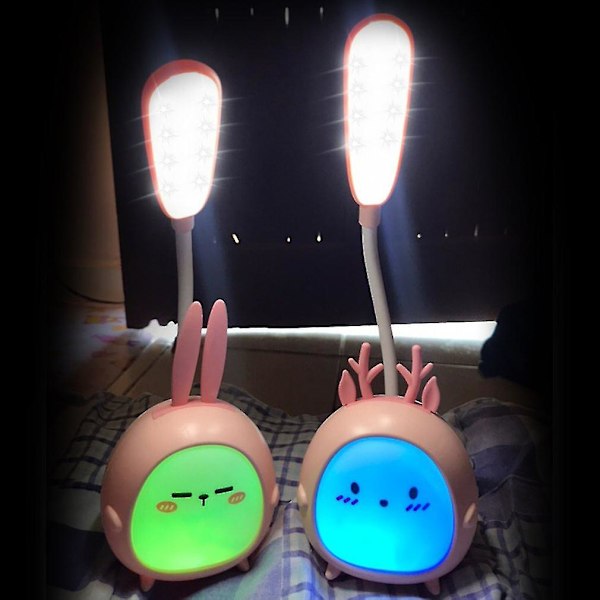 Bærbar LED Skrivebordslampe Sammenleggbar Lampe Søt Tegneserie Skrivebordslampe LED USB Oppladbar Leselys Øyebeskyttelse Fargerikt Nattlys