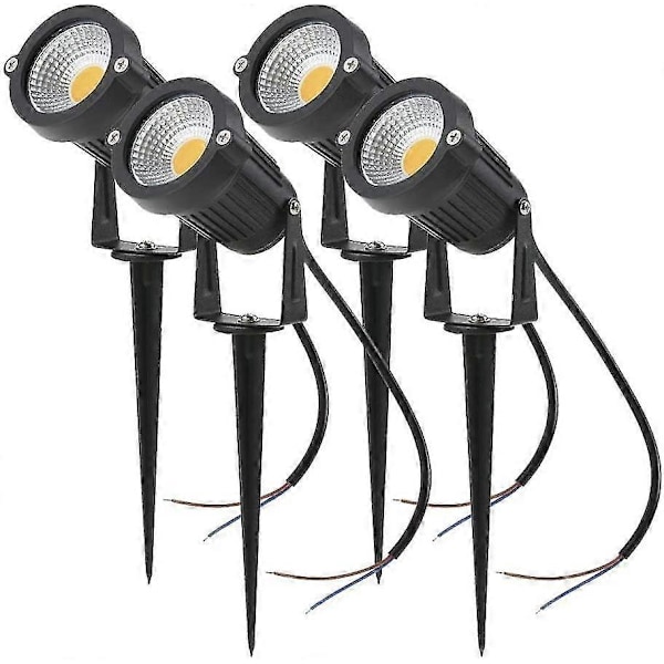 Sæt med 4 COB LED justerbare spotlights 5W 220V med spyd (kold hvid)