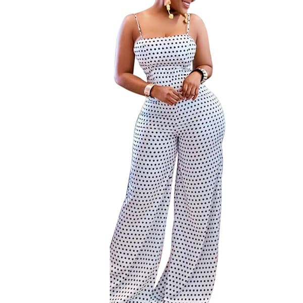 Trykt jumpsuit til kvinder (Hvid, XL)