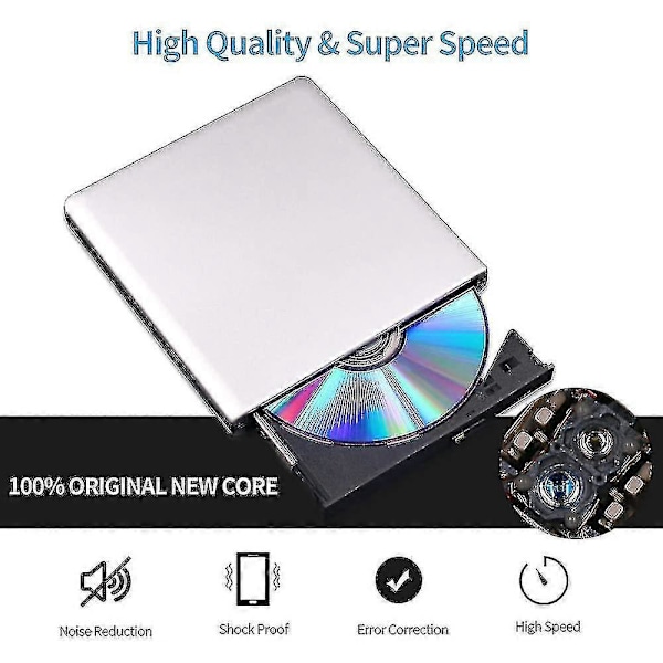 Ulkoinen DVD-asema 3D, USB 3.0 ja Type-C CD DVD-lukija