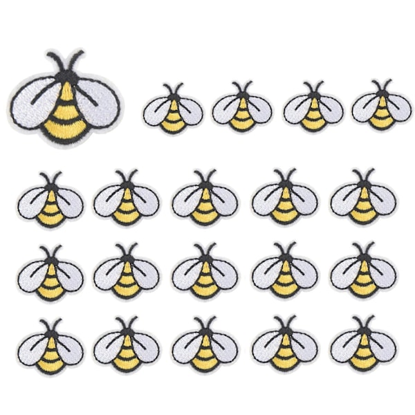 20 ST Bee Sy-märken Broderade Applikationer Stryk på Märken Sy på Dekoration för Väskor Kläder Ja
