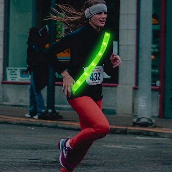 Høy Synlighet Refleksbelte, LED Løpebelte Midjebelte Justerbart Sikkerhetslys for Gående Om Natten Jogging