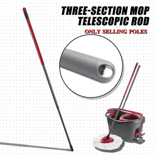 Passer til O-Cedar/Vileda Spin Mop Stang Tre Sektioner Moppe Teleskopstang 48 tommer