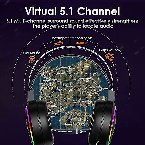 Gaming Headset, 3,5 mm Trådbundna Brusreducerande Hörlurar Med RGB Chroma-bakgrundsbelysning För PS4/Xbox One/Mac/PC (svart)
