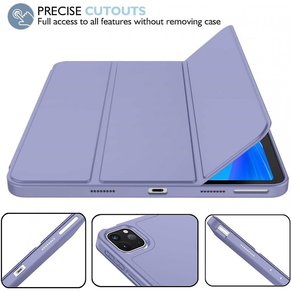 iPad Pro 12.9 in 5. generation / 4. generation (2021 og 2020) Kompatibel Smart Sleep-funktion Penholder PU Læderbelagt Premium Tablet Cover (Mørkegrå)