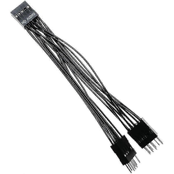 Moderkort HD Ljudförlängningskabel 9Pin 1 Hona till 2 Hane Y Splitter Kabel Svart för PC DIY 10cm