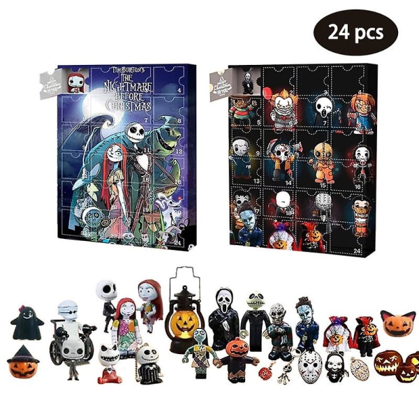 Adventskalender 2023 Hot Halloween Advent Countdown Calendar Blind Box 24 Gothic Horror Atmosphere Calendar Toy Blind Box style 1