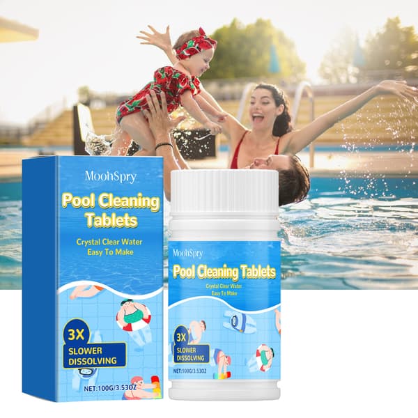 Poolrensetabletter, multifunktionelle brusetabletter til klaring, deodorisering og pletfjerning af poolvand.