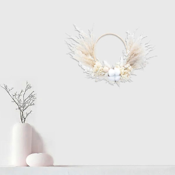 Pampas torkad blomsterkrans, för boho-inredning hemma, bröllopsdekoration