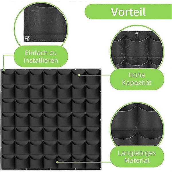 Vertikal Hængende Have, 6 Lomme Plantepotter, Innovativt Layout, Vandafvisende, Væghængt