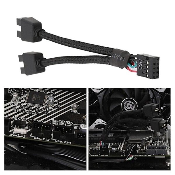 Moderkort USB 2.0 9-Pin Header 1 Till 2 Förlängningshubb Splitter Adapter Konverterare Js