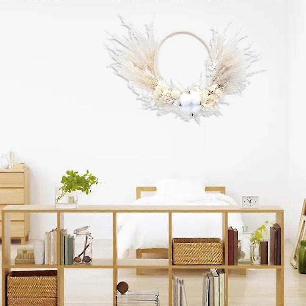 Pampas torkad blomsterkrans, för boho-inredning hemma, bröllopsdekoration