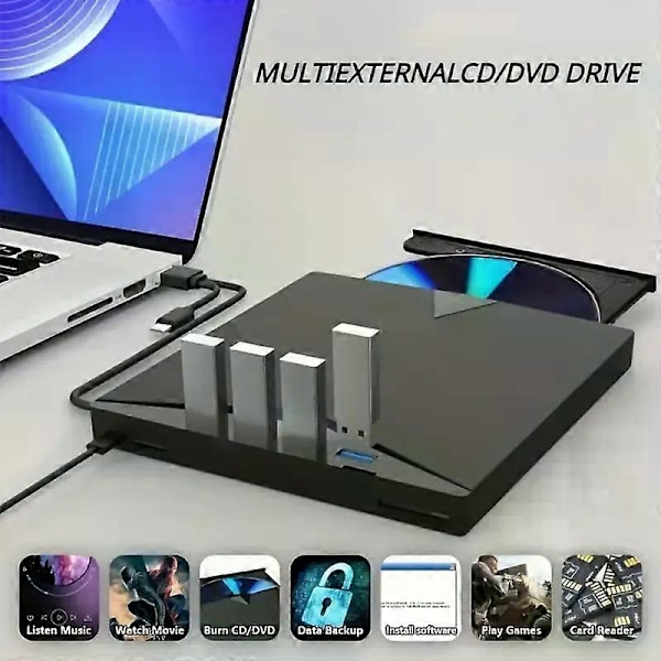 7-in-1 monitoiminen poltin Type C USB3.0 ulkoinen mobiili optinen asema CD/DVD RW ulkoinen tietokone