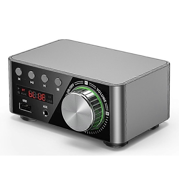 50W + 50W 100W Bluetooth 5.0 Forstærker Digital Audio Power Amp Sølvgrå