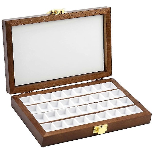 Træ Akvarel Maling Palette 36 Celler Tom Træ Maling Palette Boks Bærbar Træ Maling Palet