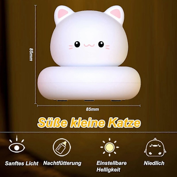Børnenatlampe, LED Natlampe, Babyværelsesdekoration, Sengelampe, Dæmpbar Touch USB Børnelampe