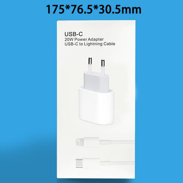 iPhone Oplader 20W, USB C Hurtigoplader med Kabel, Hvid