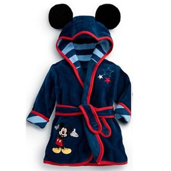 Barn Pojke Flicka Huva Fleece Morgonrock Nattkläder Pyjamas Navy blue 110