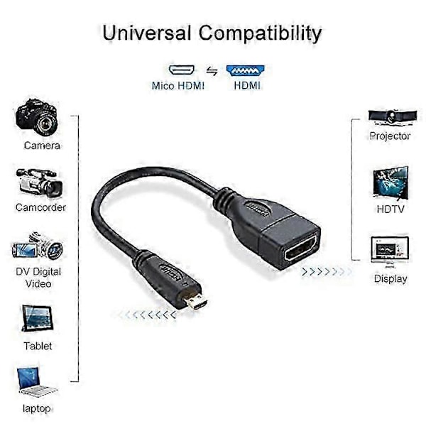 17cm Micro HDMI Hane till HDMI Hona Adapterkabel
