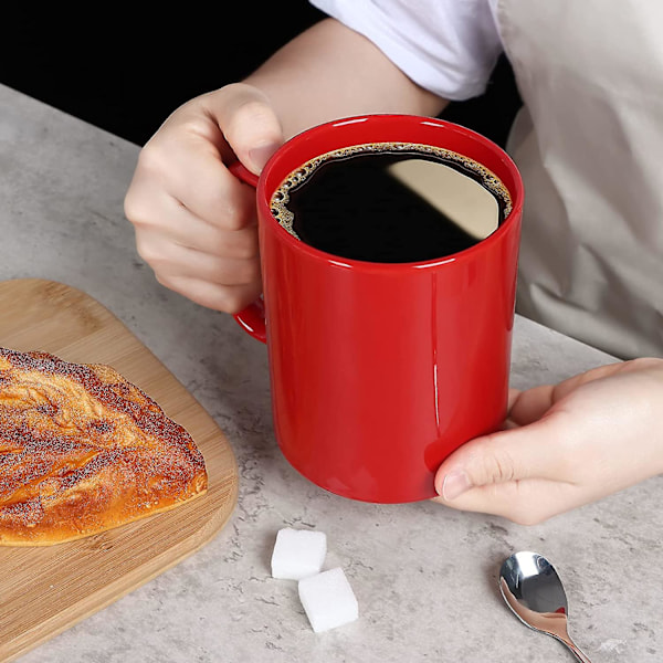 JUSCH 355 ml Erittäin Suuri Keraaminen Kahvimuki, Klassinen Posliininen Superiso Teekuppi Kahvalla Toimistoon ja Kotiin, Punainen(WZ1262),QINWEI-394