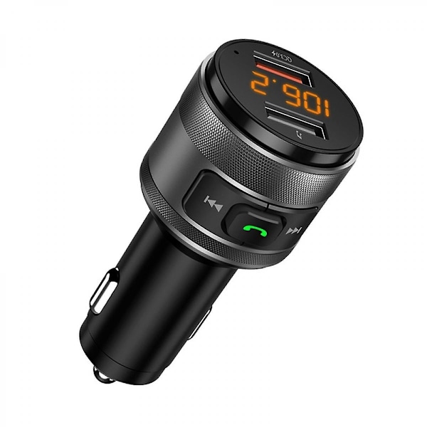 Bluetooth FM-sändare för bil, Bilradio Bluetooth-adapter Musikspelare Kit, Stöd QC3.0 USB-laddning, Handsfree-samtal, SD-kort/U-disk
