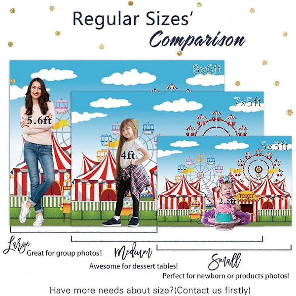 2,1x1,5m Röd Cirkus Bakgrund Nöjespark Tält Stratus Lekplats Karneval Karusell Barn Pojke Flicka 1:a Första Födelsedagsfest Banner Bakgrund Foto